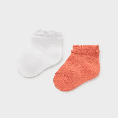 2PC SOCK SET ORANGE & WHITE / 9365