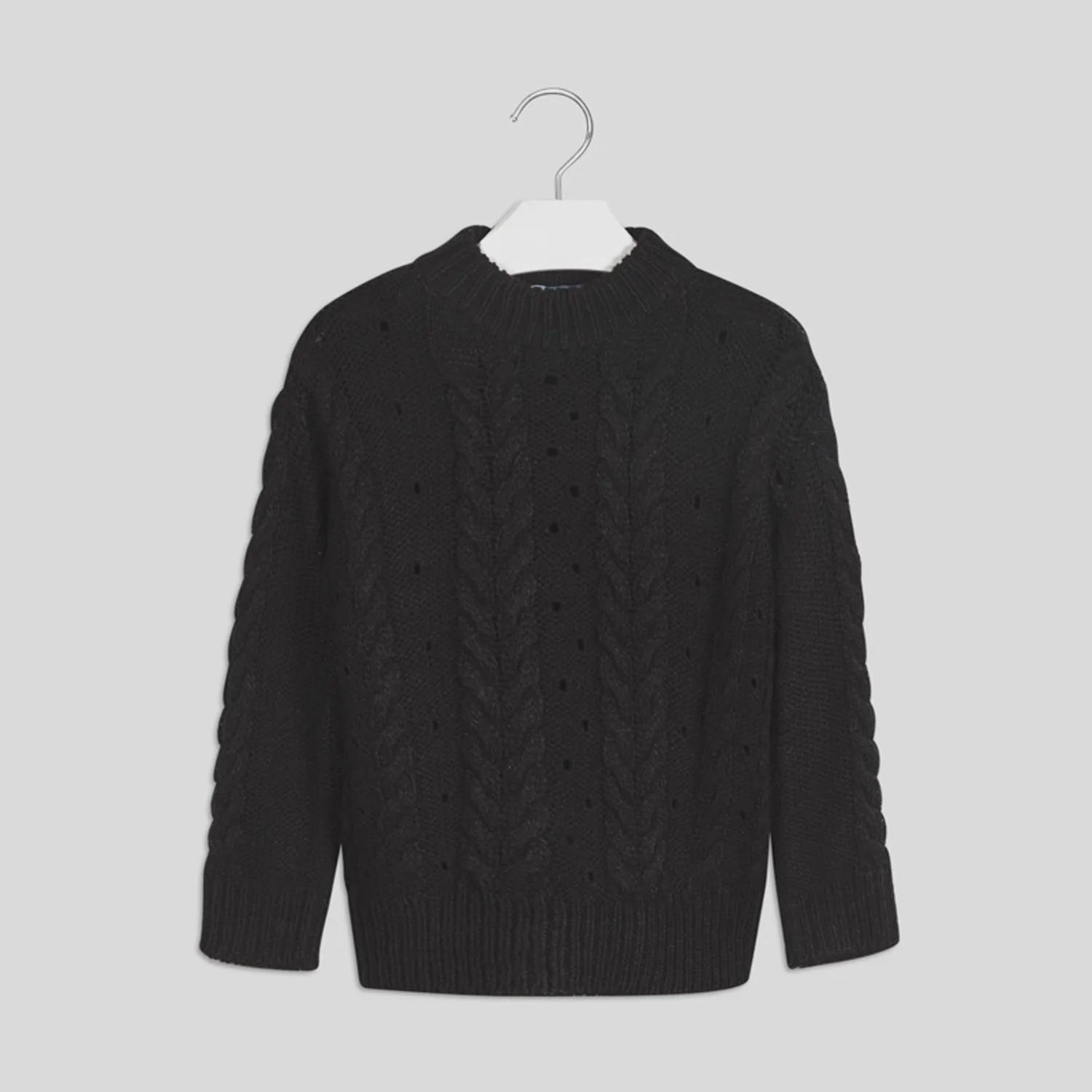 SWEATER BLACK KNIT CABLESTITCH PATTERN / 7325