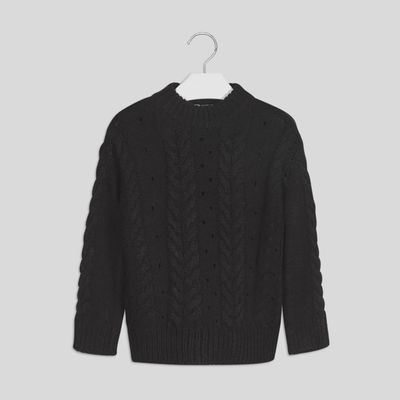 SWEATER BLACK KNIT CABLESTITCH PATTERN / 7325