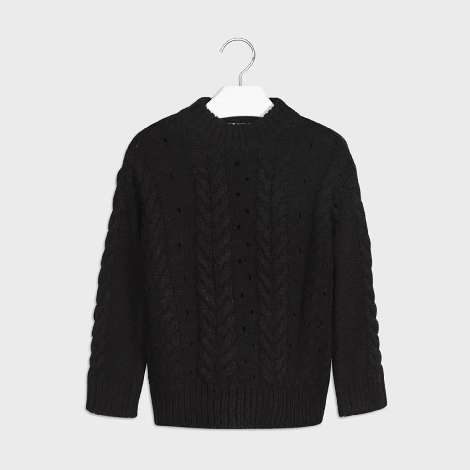 SWEATER BLACK KNIT CABLESTITCH PATTERN / 7325
