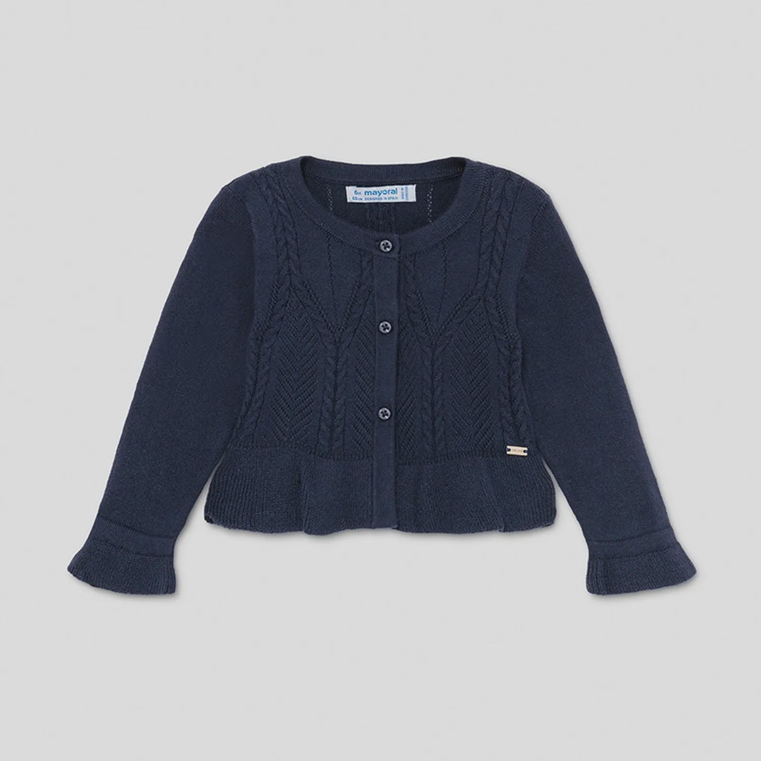 KNIT CARDIGAN NAVY CABLE STITCH / 1335