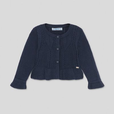 KNIT CARDIGAN NAVY CABLE STITCH / 1335