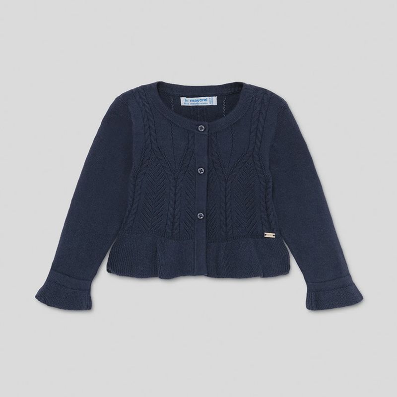 KNIT CARDIGAN NAVY CABLE STITCH / 1335