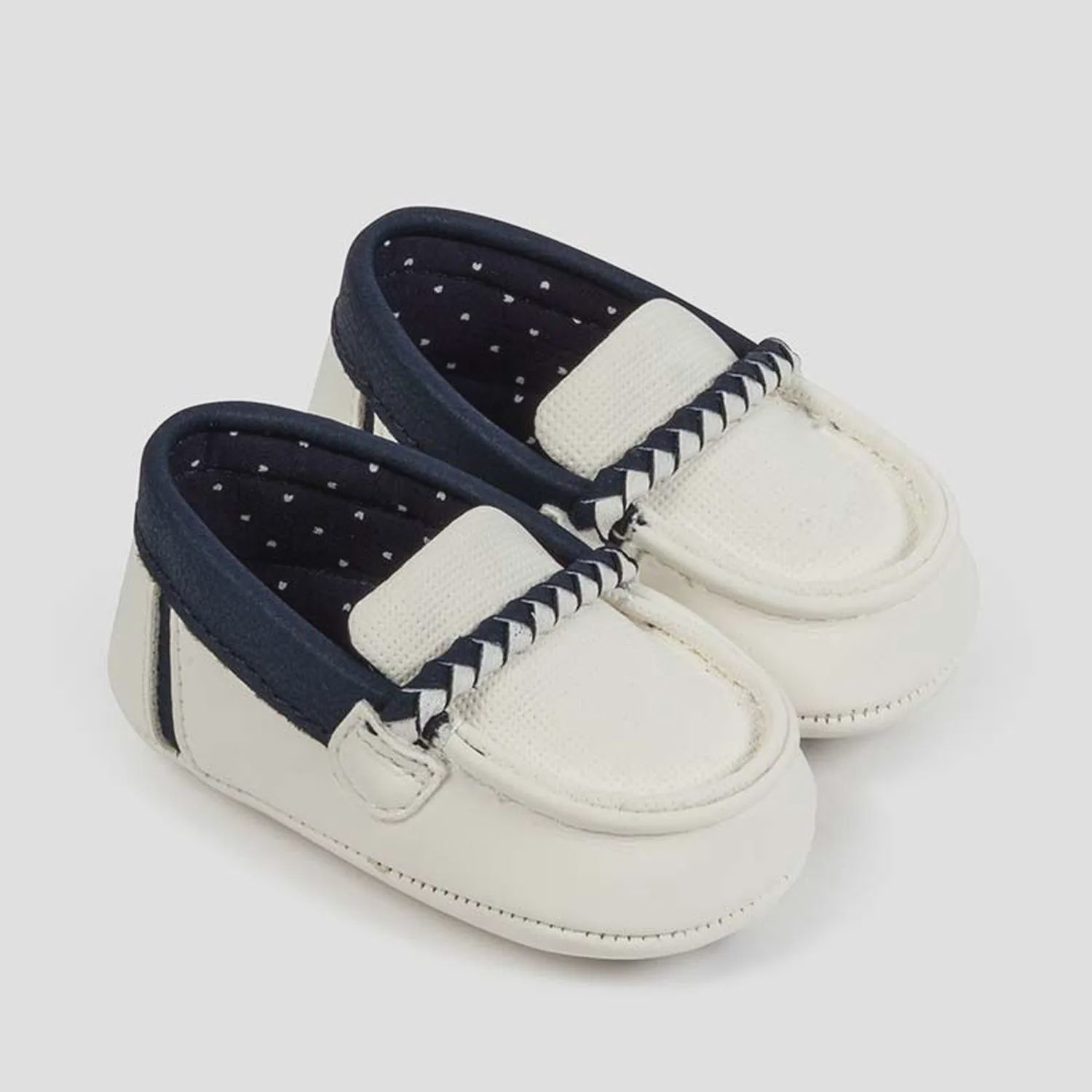 SHOE SLIP ON MOCCASINS WHITE NAVY TRIM / 9275