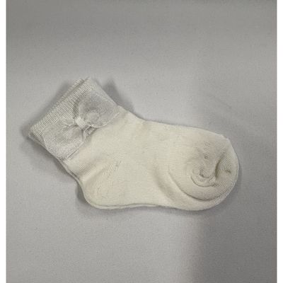 SOCK 112 IVORY GIRLS CUFF & BOW TRIM / 112