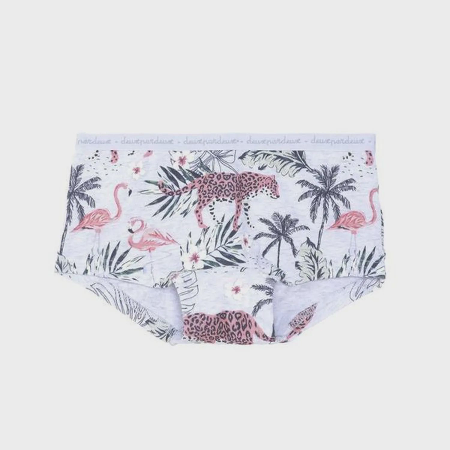 BOXER UNDERWEAR GREY WITH TIGER PRINT & GREEN TREES / C30X62 BOXER UNDERWEAR GREY WITH TIGER PRINT & GREEN TREES / C30X62