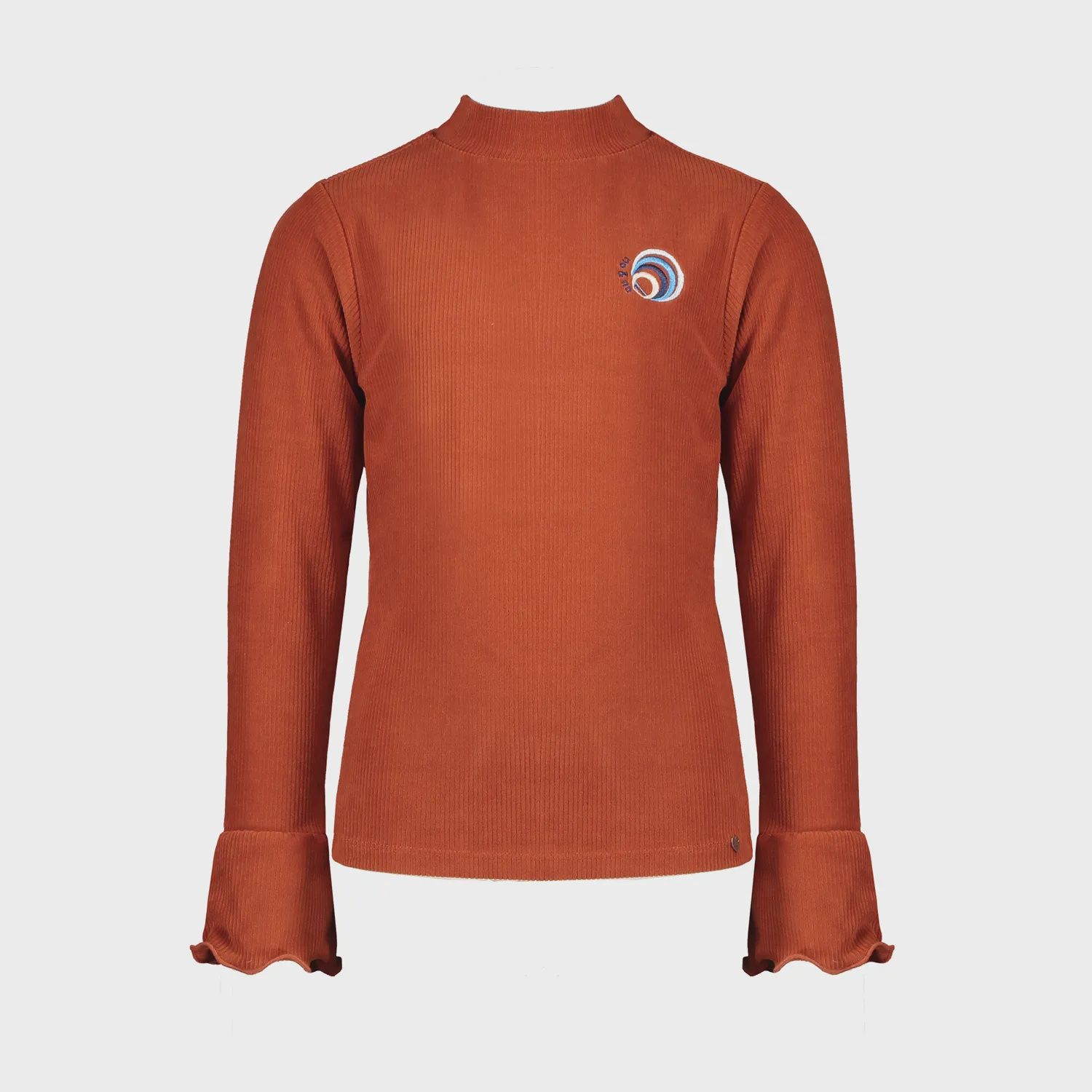 T NECK T SHIRT RIBBED RUST BELL SLEEVE / 5407