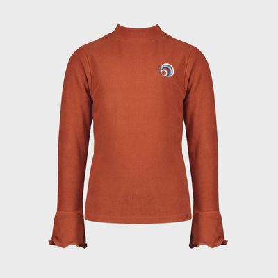 T NECK T SHIRT RIBBED RUST BELL SLEEVE / 5407