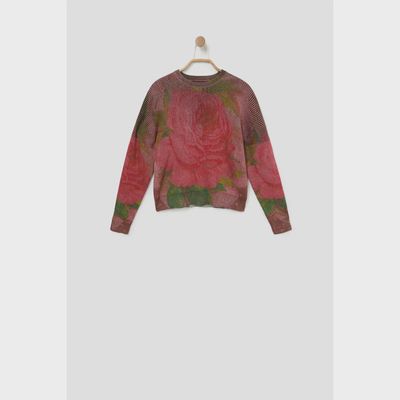 KNIT PULLOVER MARIOTTI RED WITH GREEN LEAVES PRINT / 21WGJF06