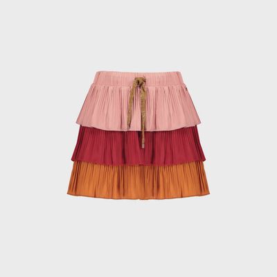 SKIRT 3 LAYERS PINK RED & BROWN PLEATED / 5707