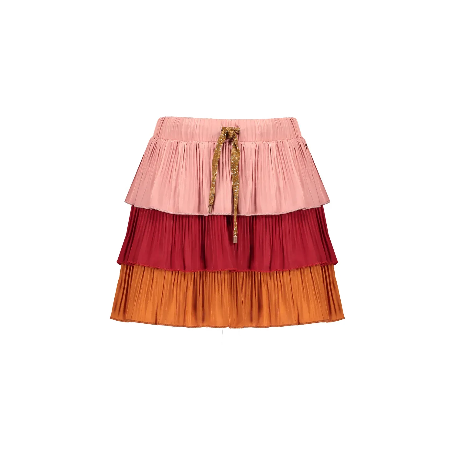 SKIRT 3 LAYERS PINK RED & BROWN PLEATED / 5707