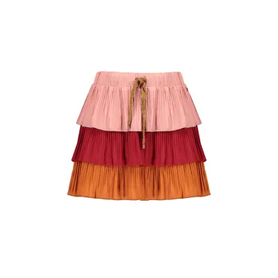 SKIRT 3 LAYERS PINK RED & BROWN PLEATED / 5707