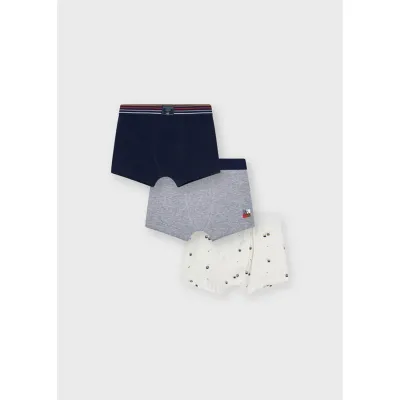 3 PC BOXER SHORTS WHITE NAVY & GREY SKI LIFT PRINT / 10118