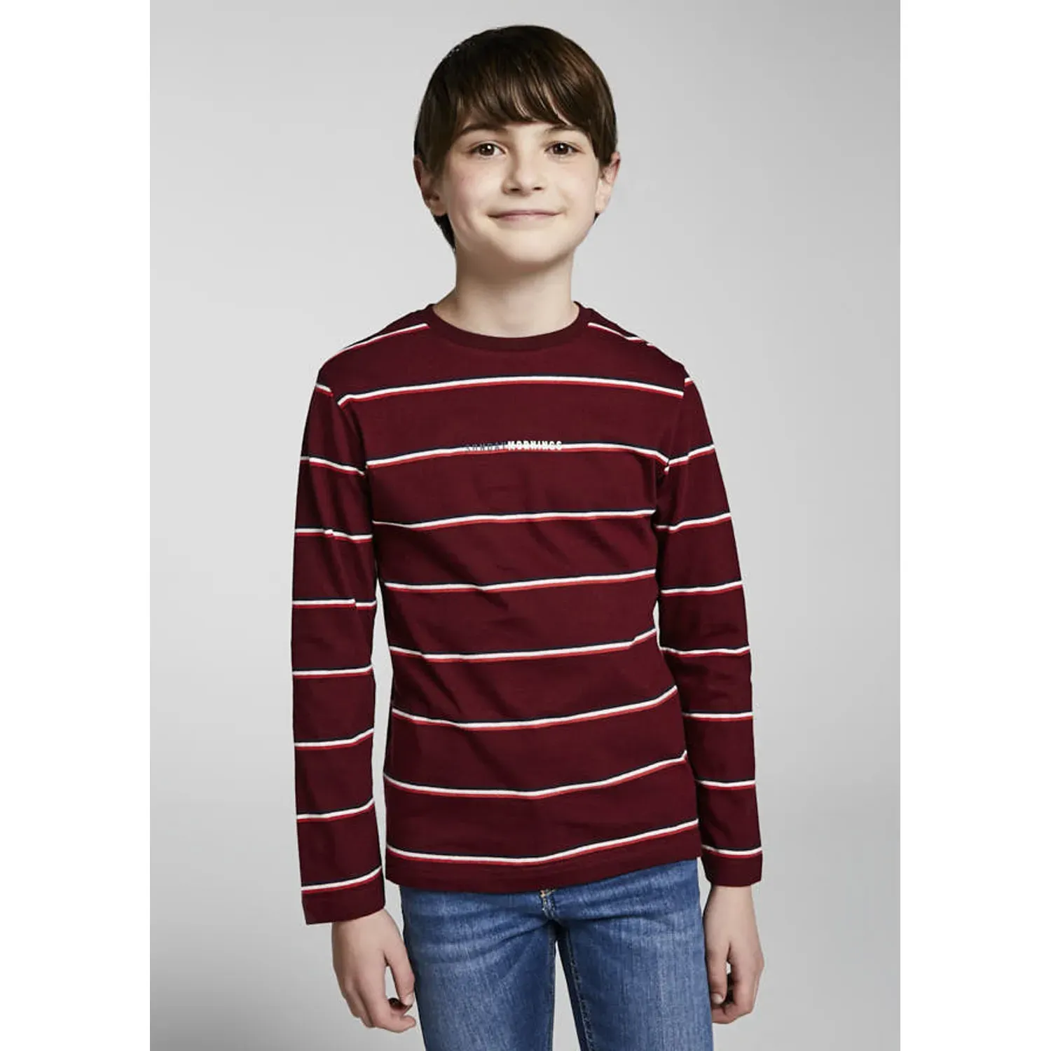 TSHIRT BURGUNDY WITH STRIPE RED WHITE BLACK NUKUTAVAKE LONG SLEEVE / 7004