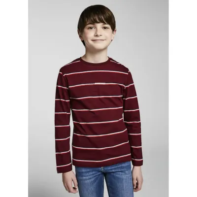 TSHIRT BURGUNDY WITH STRIPE RED WHITE BLACK NUKUTAVAKE LONG SLEEVE / 7004