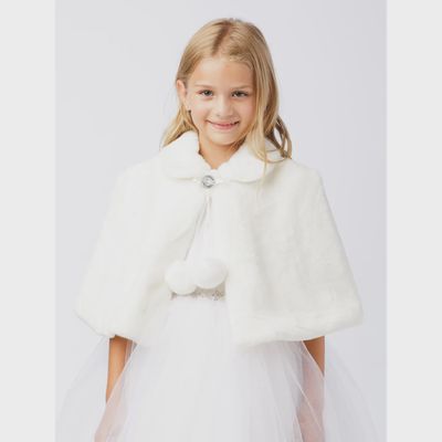 FUR CAPELET WHITE JEWEL BUTTON CLOSURE / TT7891