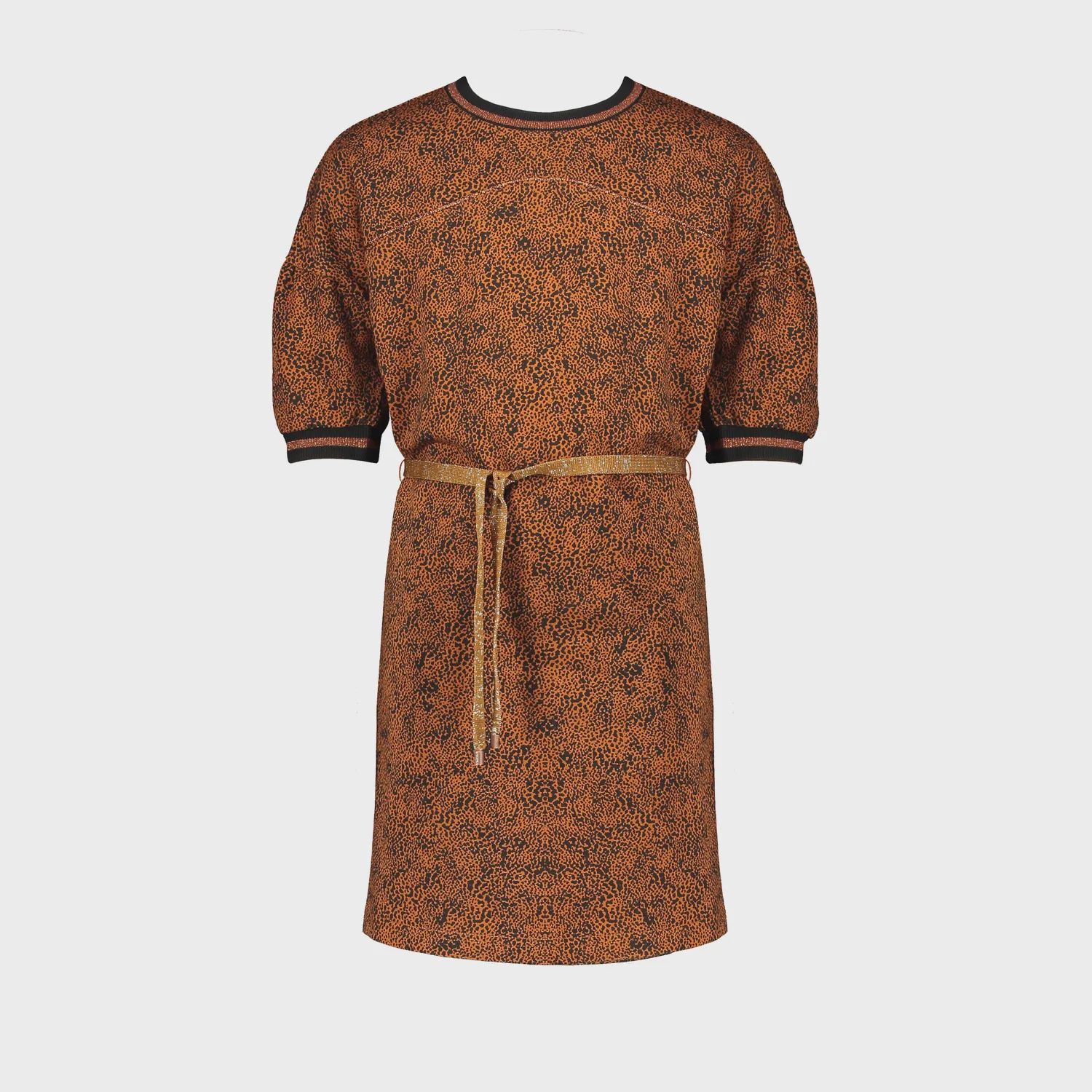 DRESS LEOPARD PRINT CARAMEL SWEAT SHORT SLEEVE WITH BLACK CUFF / 5801