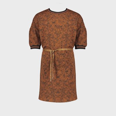 DRESS LEOPARD PRINT CARAMEL SWEAT SHORT SLEEVE WITH BLACK CUFF / 5801