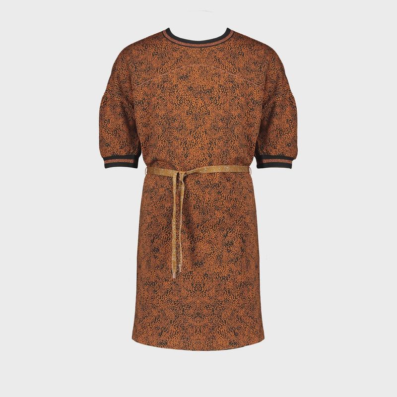 DRESS LEOPARD PRINT CARAMEL SWEAT SHORT SLEEVE WITH BLACK CUFF / 5801