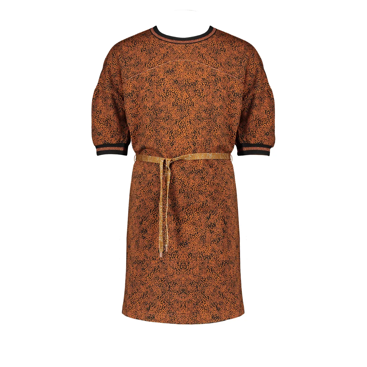 DRESS LEOPARD PRINT CARAMEL SWEAT SHORT SLEEVE WITH BLACK CUFF / 5801