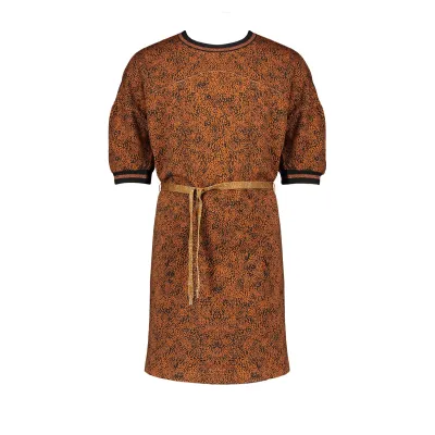 DRESS LEOPARD PRINT CARAMEL SWEAT SHORT SLEEVE WITH BLACK CUFF / 5801