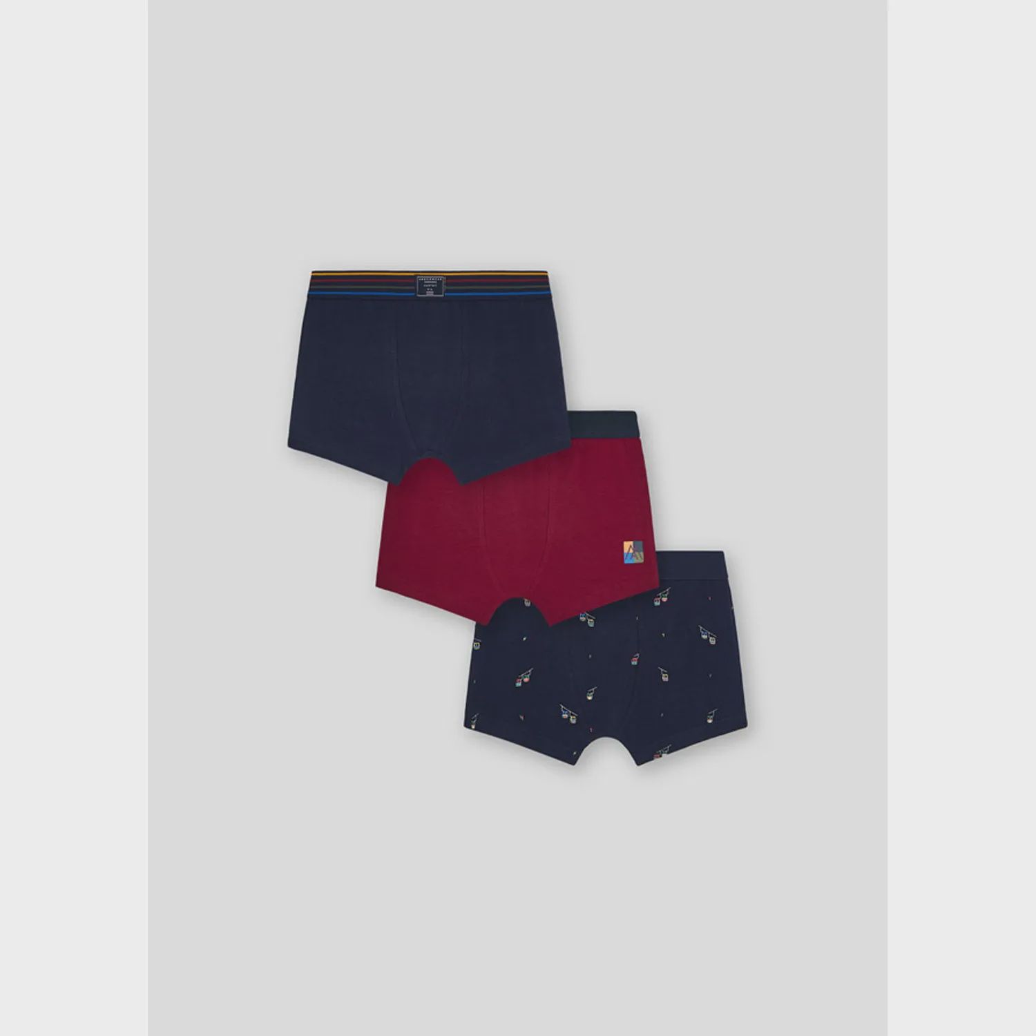3 PC. BOXER SET NAVY & MAROON & SKI LIFT PRINT / 10118
