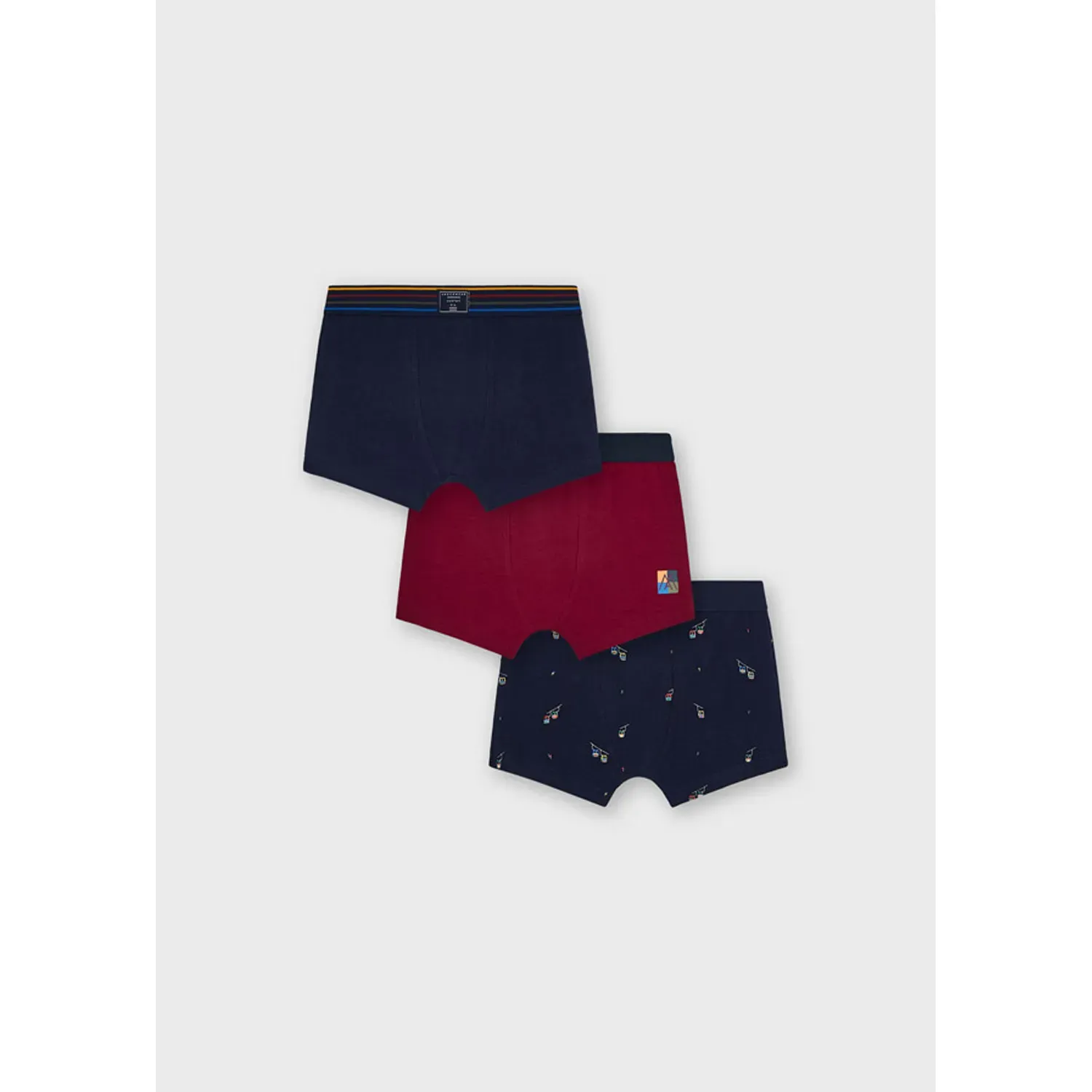 3 PC. BOXER SET NAVY & MAROON & SKI LIFT PRINT / 10118