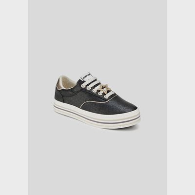 SHOE BLACK WHITE PLATFORM IMITATION LACES & ZIP CLOSURE / 44249