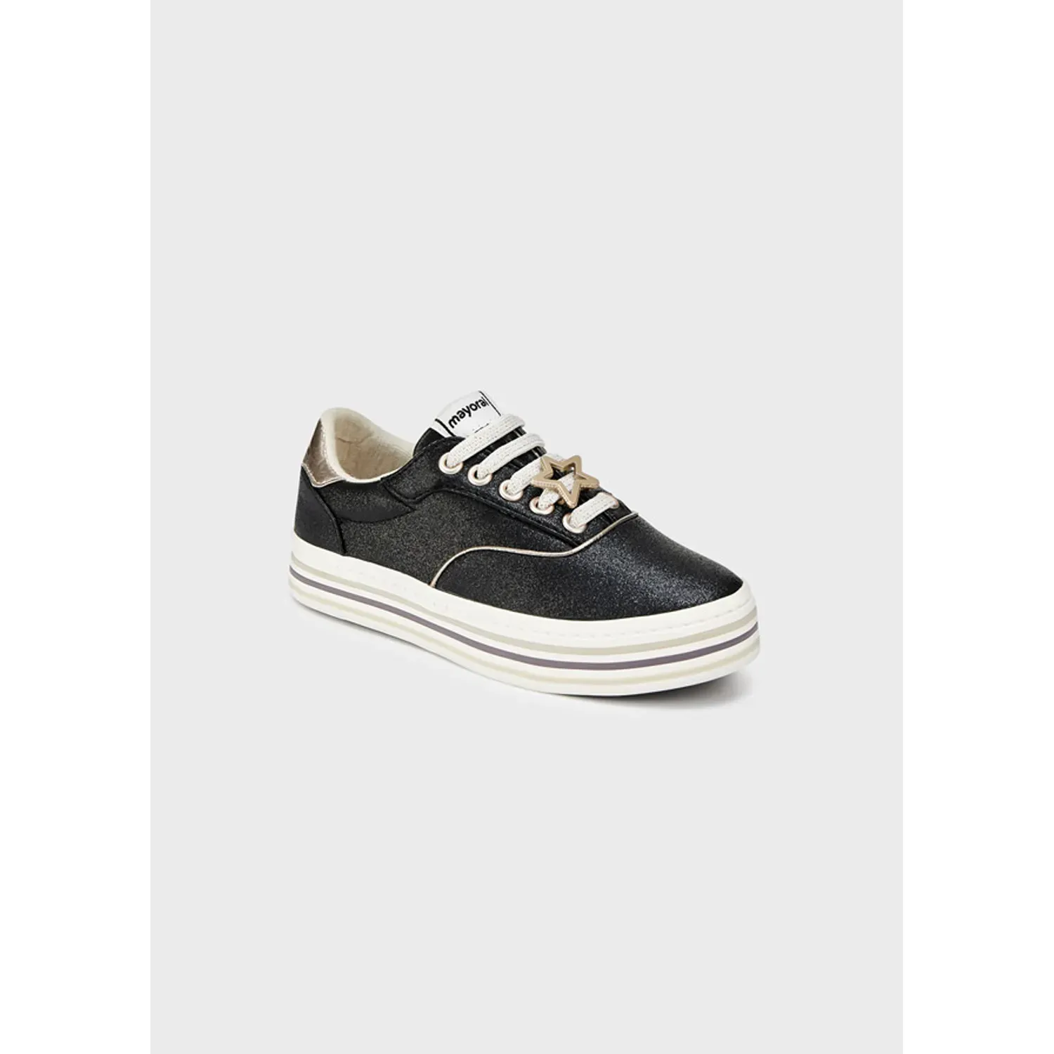 SHOE BLACK WHITE PLATFORM IMITATION LACES & ZIP CLOSURE / 44249