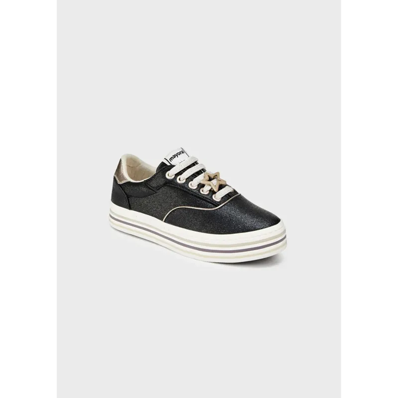 SHOE BLACK WHITE PLATFORM IMITATION LACES & ZIP CLOSURE / 44249 SHOE BLACK WHITE PLATFORM IMITATION LACES & ZIP CLOSURE / 44249