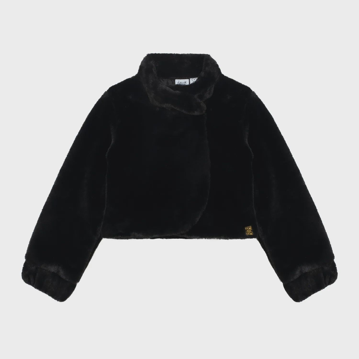 FAKE FUR JACKET BLACK 1 BUTTON CLOSURE / 20M50