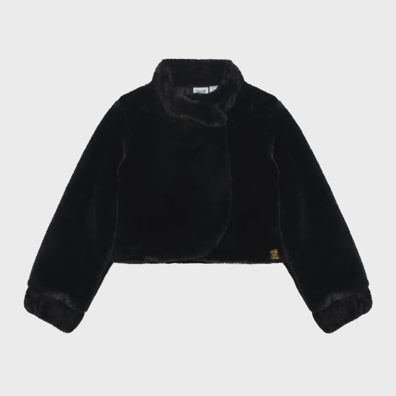 FAKE FUR JACKET BLACK 1 BUTTON CLOSURE / 20M50