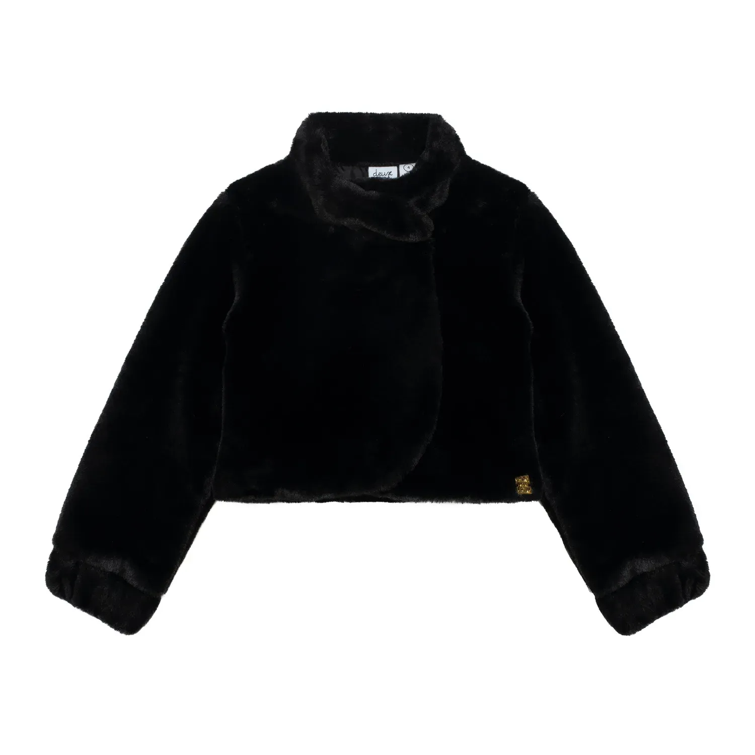 FAKE FUR JACKET BLACK 1 BUTTON CLOSURE / 20M50