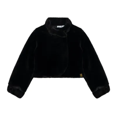 FAKE FUR JACKET BLACK 1 BUTTON CLOSURE / 20M50