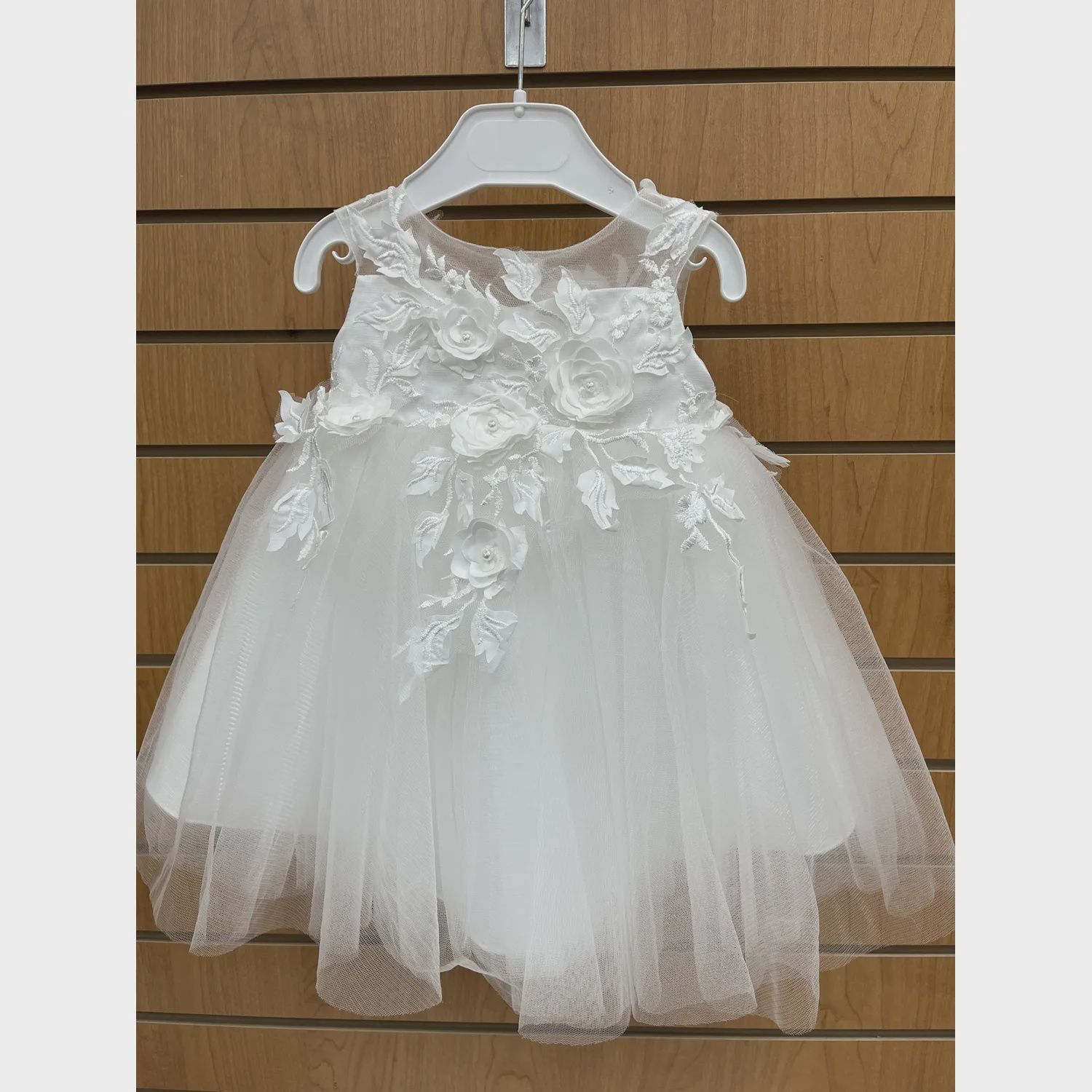 DRESS OFF WHITE FLOWER & LEAVES APPLIQUE / Y9011105