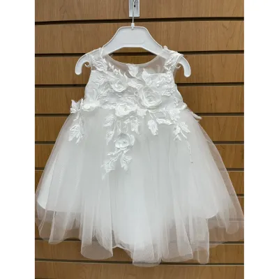 DRESS OFF WHITE FLOWER & LEAVES APPLIQUE / Y9011105