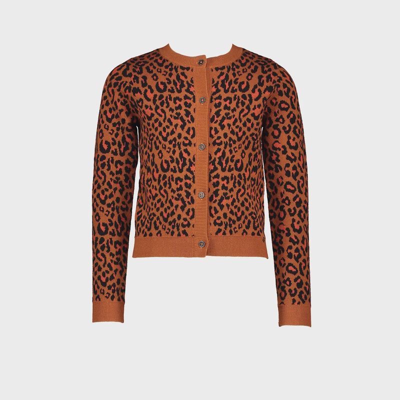 CARDIGAN LEOPARD PRINT CARAMEL & BLACK / 5309