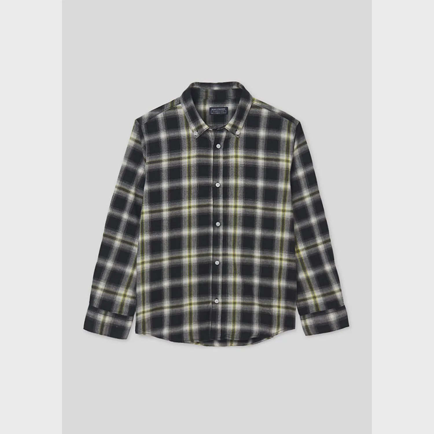 CHECK SHIRT BLACK LONG SLEEVE NUKUTAVAKE BUTTON DOWN COLLAR / 7150