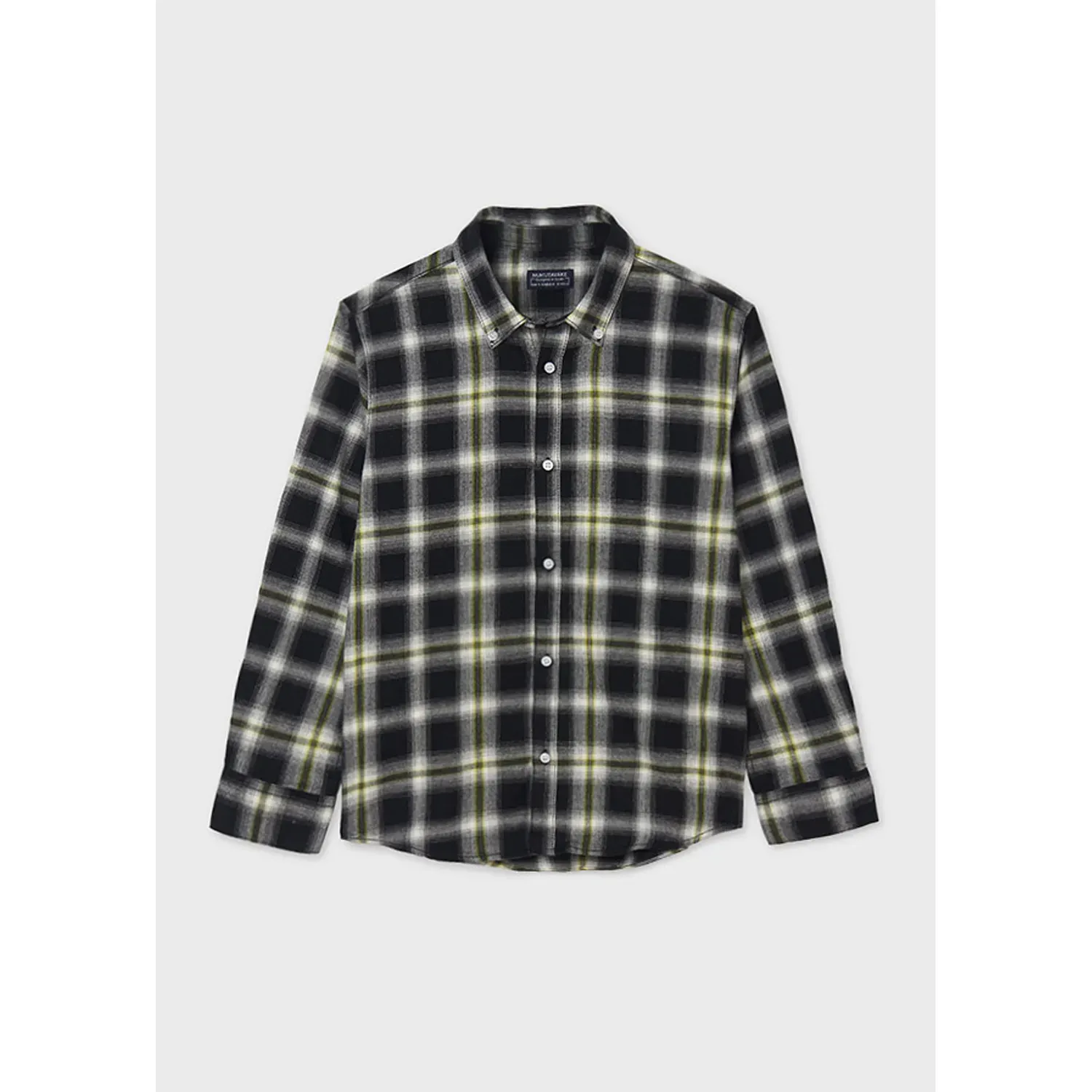 CHECK SHIRT BLACK LONG SLEEVE NUKUTAVAKE BUTTON DOWN COLLAR / 7150