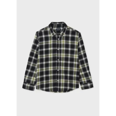 CHECK SHIRT BLACK LONG SLEEVE NUKUTAVAKE BUTTON DOWN COLLAR / 7150