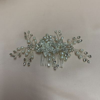 HAIR COMB RHINESTONES & PEARLS FLOWERS & BRANCHES
