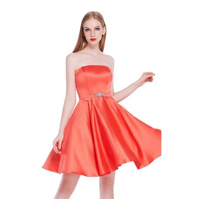 DRESS SWEETHEART FLAME SATIN WITH POCKETS / J14098