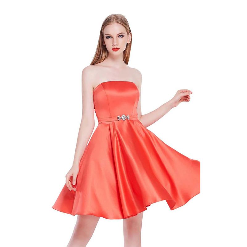DRESS SWEETHEART FLAME SATIN WITH POCKETS / J14098