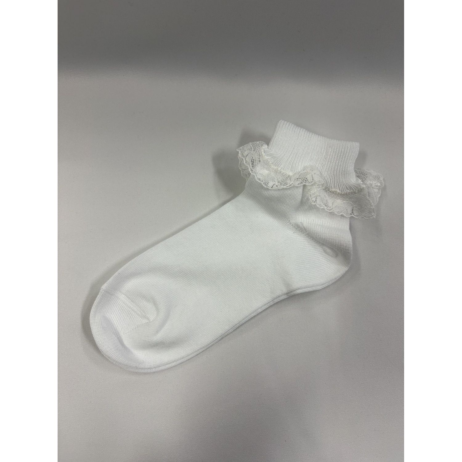 SOCK 112 WHITE GIRLS CUFF & BOW TRIM / 112