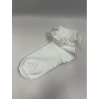 SOCK 112 WHITE GIRLS CUFF & BOW TRIM / 112