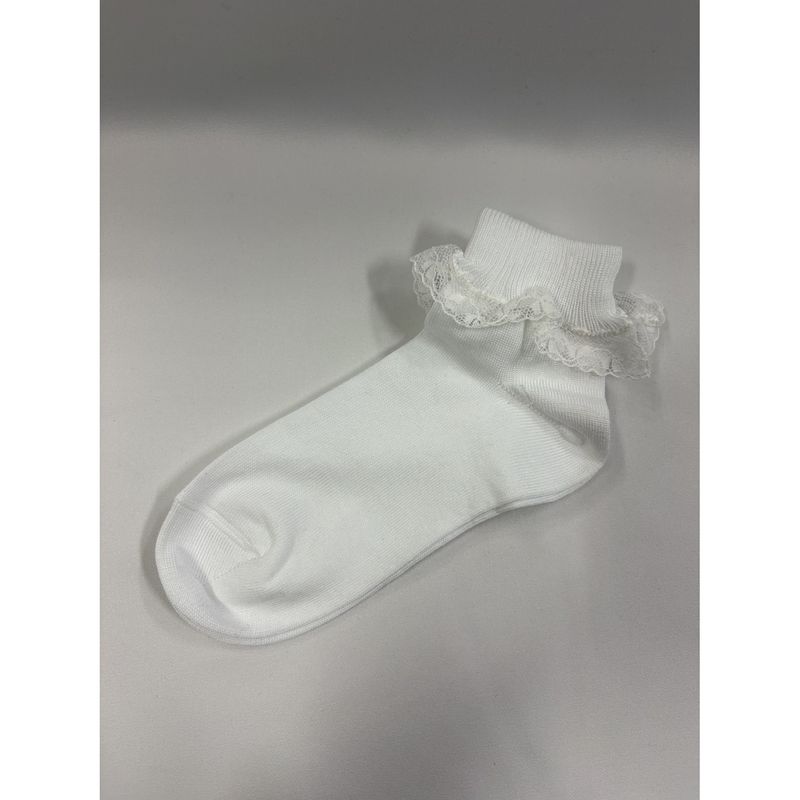 SOCK 112 WHITE GIRLS CUFF & BOW TRIM / 112