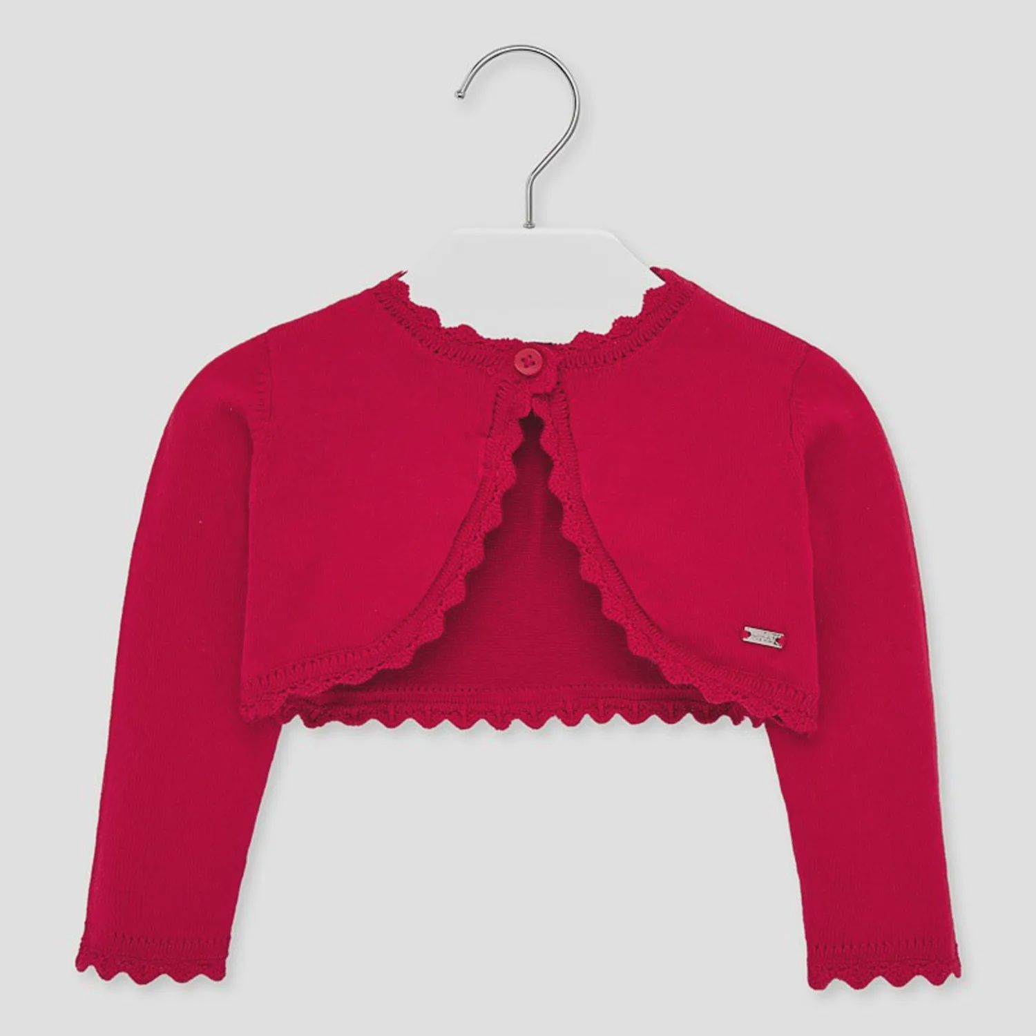 BOLERO CARDIGAN RED SCALLOPED TRIM / 306