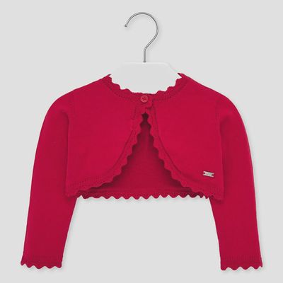 BOLERO CARDIGAN RED SCALLOPED TRIM / 306