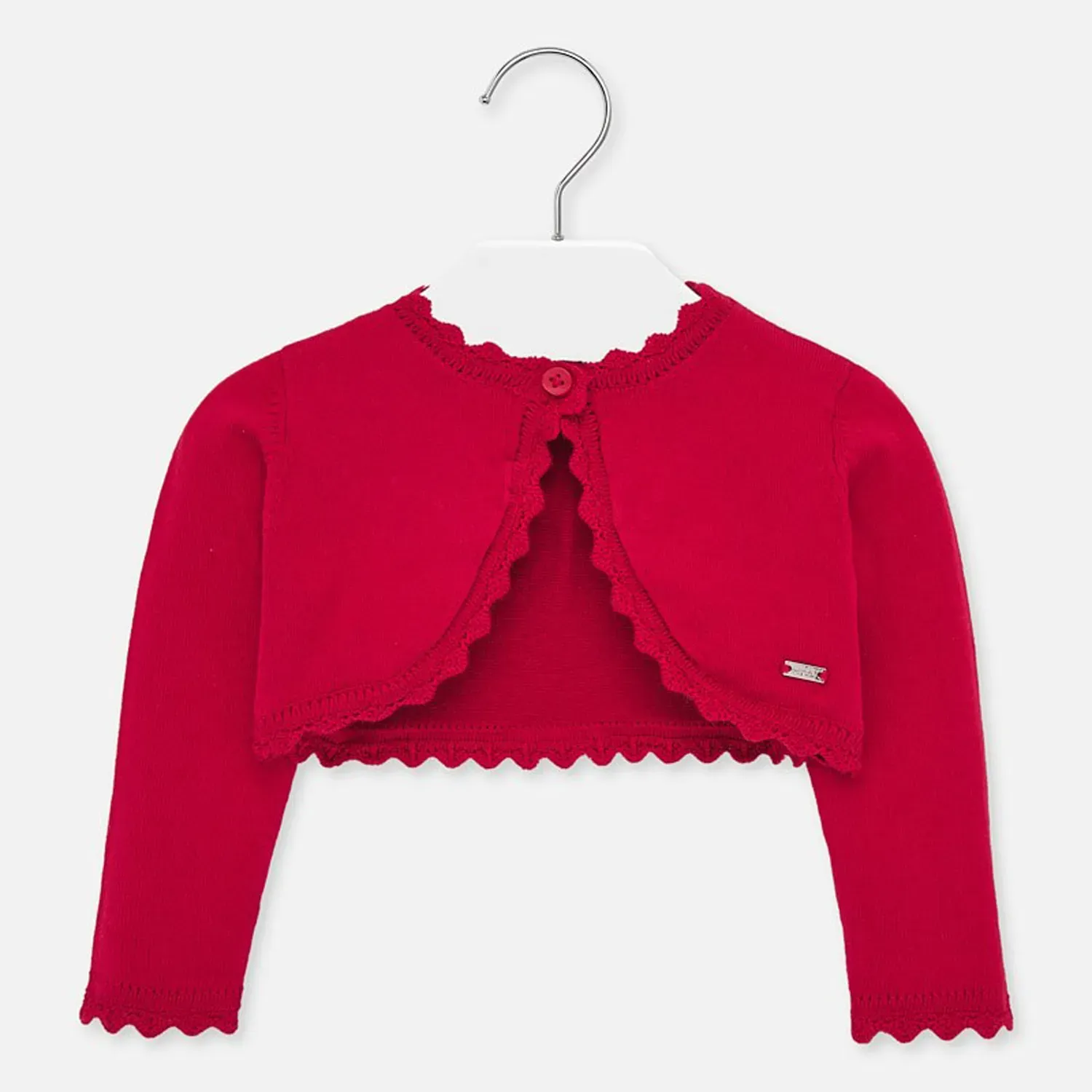 BOLERO CARDIGAN RED SCALLOPED TRIM / 306