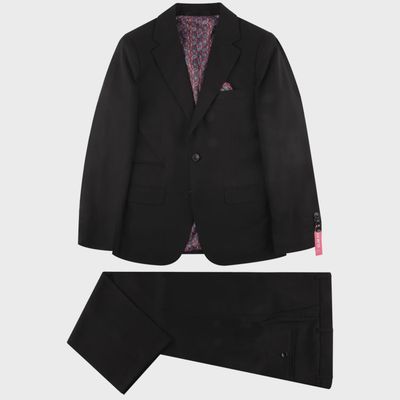 SUIT BLACK HUSKY SLIM FIT WOOL BLEND / ST2007